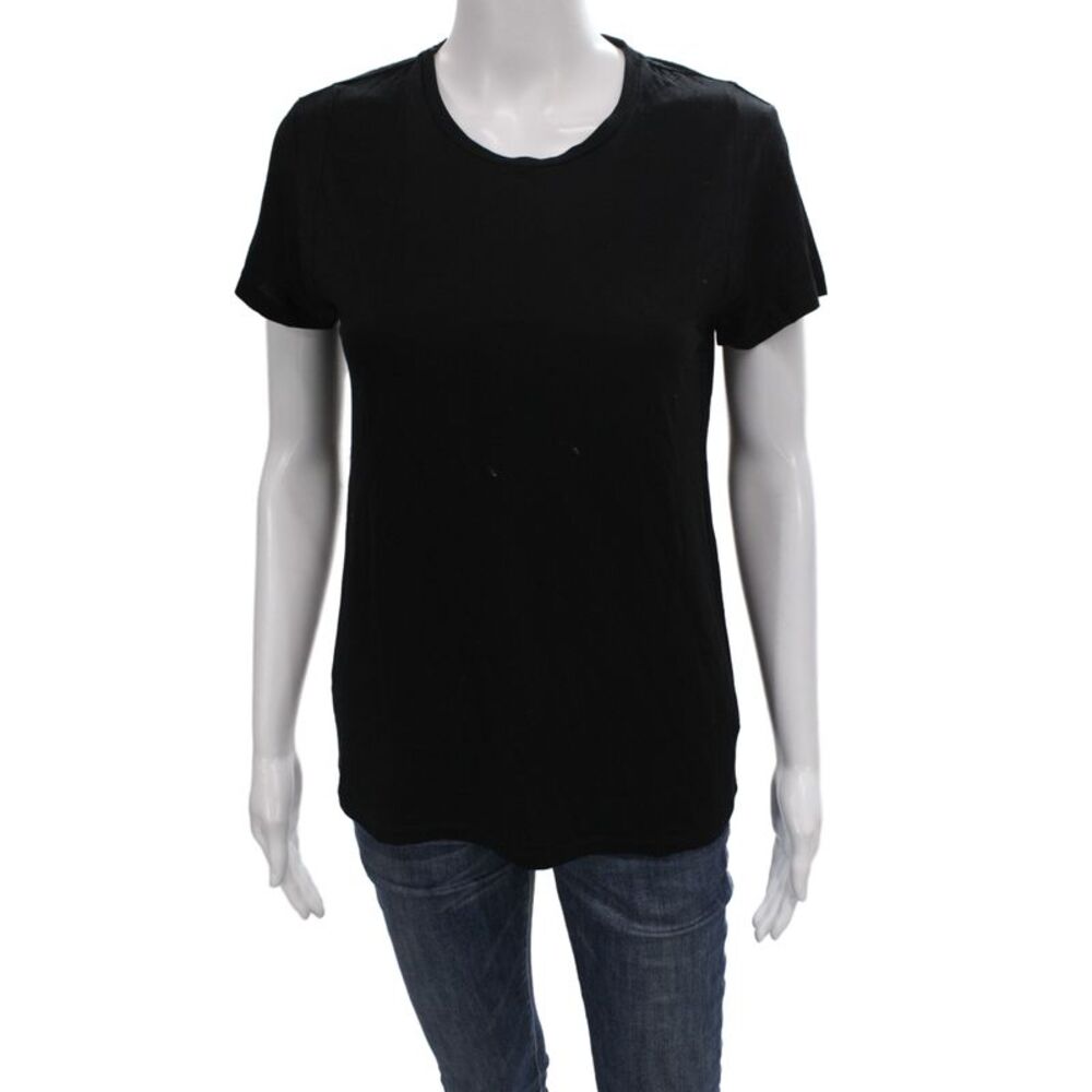 J Brand Womens Black Basic T-Shirt Crew Neck Short Sleeve Tencel Size M